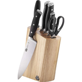 Ножевой блок BALLARINI Savuto Nero, 7 шт., Светлй деревяннй блок, нож и ножниц из специальной нержавеющей стали/пластиковая ручка, чернй натуральнй