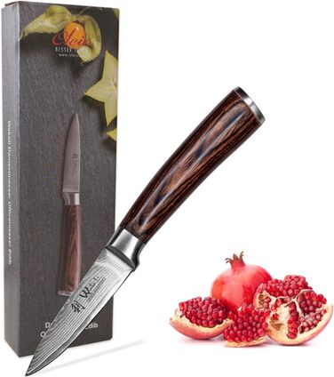 Нож из дамасской стали с ручкой из дерева пакка 8,50 см Wakoli