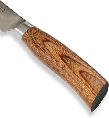 Нож для хлеба из дамасской стали волнистой огранки 20 см 67 слоев Wakoli EDIB Pro