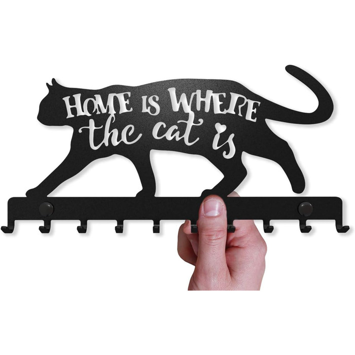 Декоративная ключница с 10 крючками, черная кошка SirHoldeer