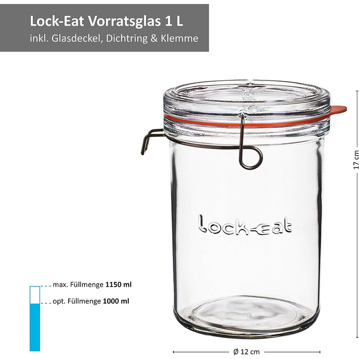 Набор банок для хранения 2 предмета Lock-Eat Luigi Bormioli