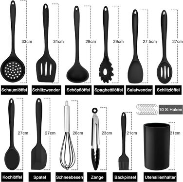 Набор силиконовых кухонных принадлежностей 22 предмета, черный Herogo