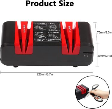 2-ступенчатая электрическая точилка для ножей Mocoli, сменные камни для заточки, щетка и перчатки в комплекте