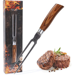  Профессиональная вилка для мяса Wakoli Edib Pro Carving Fork Blade 18 см из дамасской стали с ручкой из дерева пакка