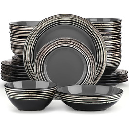Набор посуды из керамогранита на 8 персоны, 32 предметов, цвет серый Arbre Vancasso