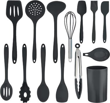 Набор силиконовых кухонных принадлежностей 14 предметов, черный Herogo