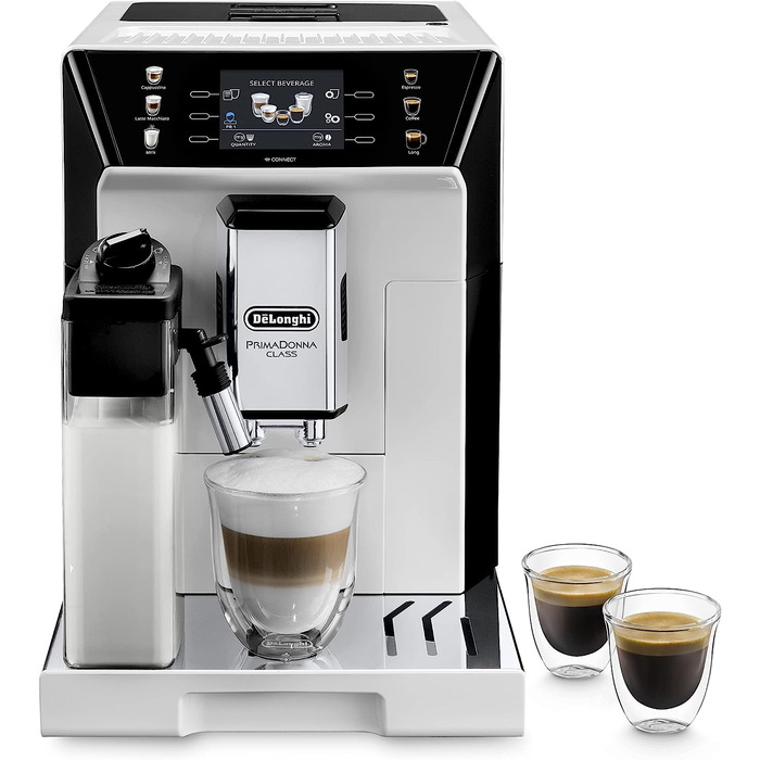 De'Longhi Кофемашина с системой подачи молока LatteCrema на 2 чашки, серая PrimaDonna Class De'Longhi