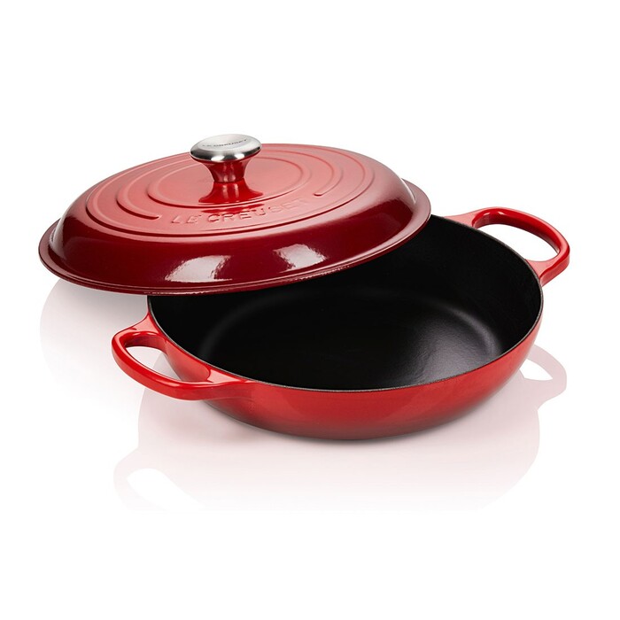 Сковорода-жаровня чугунная с крышкой 30 см, красная Cerise Le Creuset