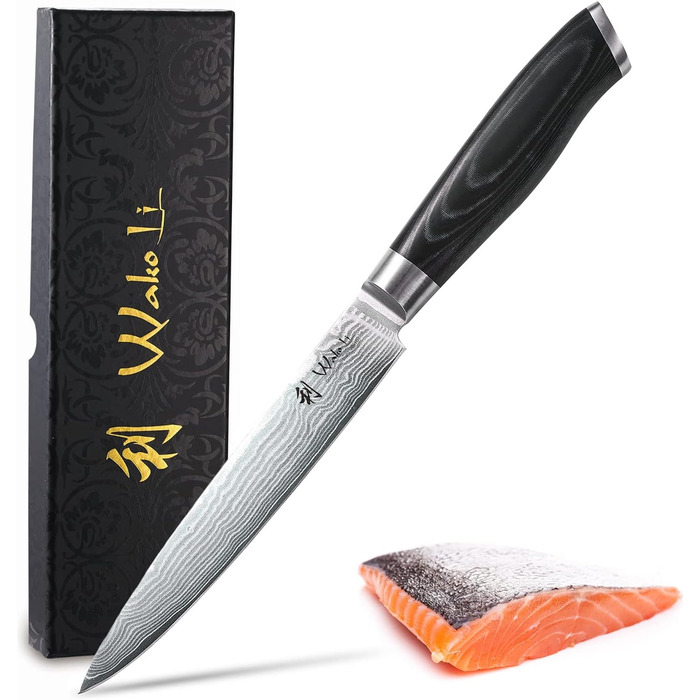 Профессиональный поварской нож для мяса из настоящей японской дамасской стали 18 см Wakoli Mikata
