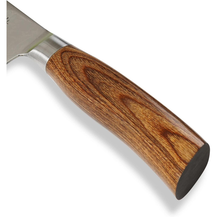 Профессиональный поварской нож из настоящей дамасской стали с рукояткой из дерева пакка 19,5 см Wakoli EDIB Pro