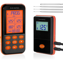 Радио-термометр для гриля Inkbird IRF-4S, 4 зонда, IPX5 водонепроницаемый, с подсветкой дисплея