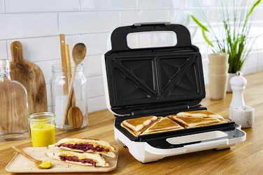 Сэндвич-мейкер и вафельница Tefal SW7011 Snack XL / 850 Вт / 2 комплекта антипригарных плит / черно-белая