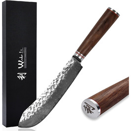 Профессиональный поварской нож из настоящей дамасской стали с рукояткой из орехового дерева 25 см Wakoli 