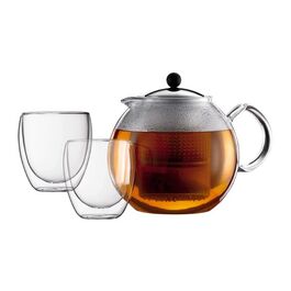 Заварочный чайник и стаканы, набор 3 предмета, Assam Bodum
