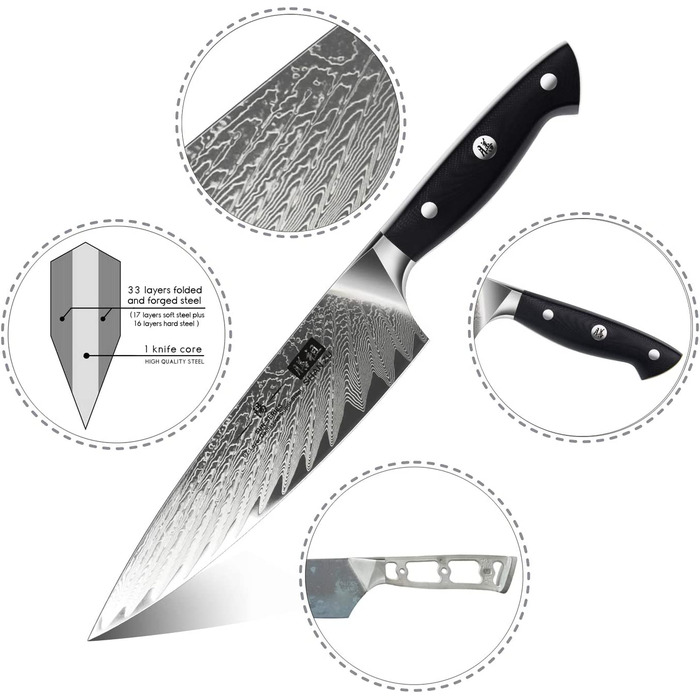 Поварской нож SHAN ZU из 67 слоев дамасской стали, 20 см