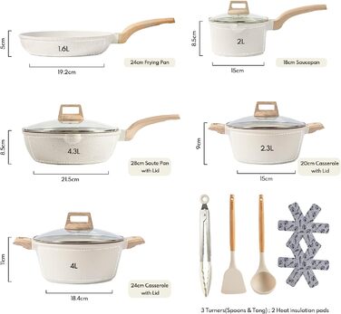 Набор кухонной посуды 14 предметов, белый CAROTE