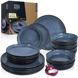 Набор посуды из керамогранита 18 предметов, синий Moritz & Moritz Solid