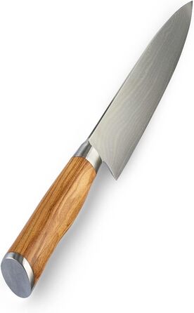 Высококачественный профессиональный нож с ручкой из оливкового дерева с дамасским лезвием Wakoli