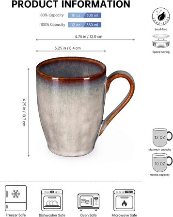 Набор чашек для кофе 350 мл, 4 предмета, бежевые Henten Home