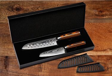 Набор Wolfblood 2 ножа из 67 слоев дамасской стали, 30 см и 24 см