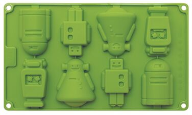 Форма для выпечки кексов-роботов, 17 предметов, 30 x 17 x 1,8 см, зеленая, RBV Birkmann