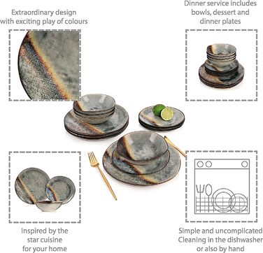Набор столовой посуды из керамогранита на 4 персоны, 12 предметов Tekali Sänger