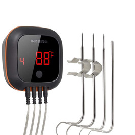 Термометр для барбекю Inkbird IBT-4XS Bluetooth с литиевой батареей емкостью 1000 мАч, конструкция с магнитнм креплением и поворотнй кран для чтения Термометр для барбекю, кухни, гриля, духовки, мяса Ibt-4xs4 температурне датчики