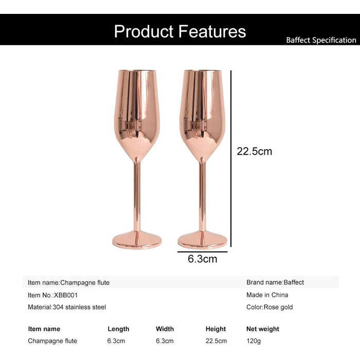 Набор из 2 бокалов для шампанского 0,22 л, розовый Baffect